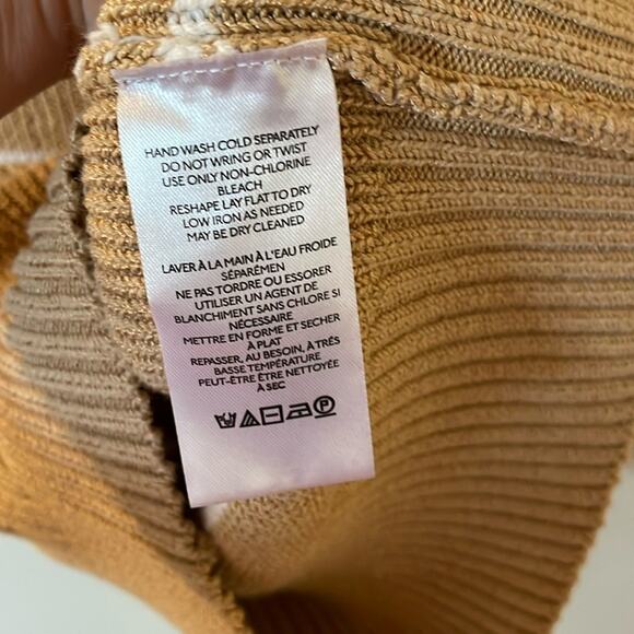 MAEVE ANTHROPOLOGIE Tan & White Striped Knit Mockneck SweaterTank Size S - Picture 5 of 6